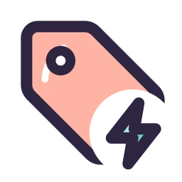 Tag bolt icon, Lineal style