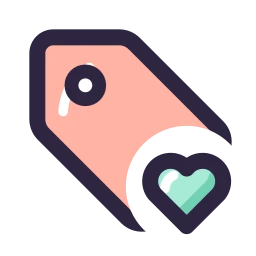 Tag heart icon, Lineal style