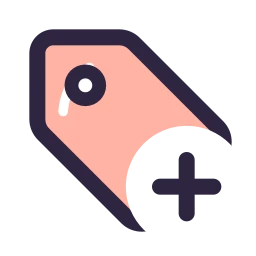 Tag plus icon, Lineal style