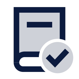 Book check icon, Sharp Duotone style