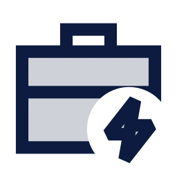 Briefcase bolt icon, Sharp Duotone style