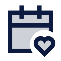 Calendar heart icon, Sharp Duotone style