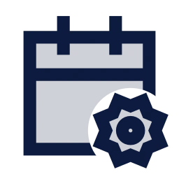 Calendar settings icon, Sharp Duotone style