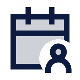 Calendar user icon, Sharp Duotone style