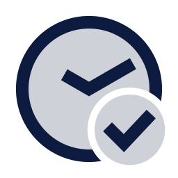 Clock check icon, Sharp Duotone style