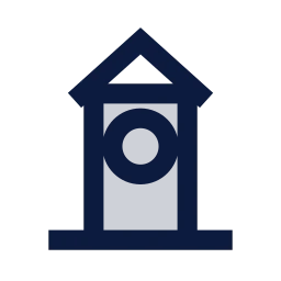 Clock tower icon, Sharp Duotone style