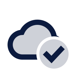 Cloud check icon, Sharp Duotone style