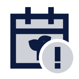 Crop calendar alert icon, Sharp Duotone style