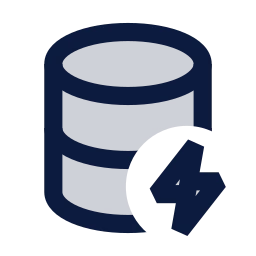 Database bolt icon, Sharp Duotone style