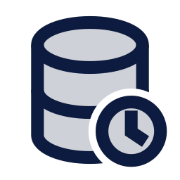 Database clock icon, Sharp Duotone style