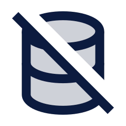Database off icon, Sharp Duotone style