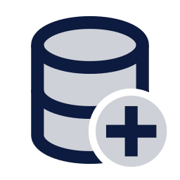 Database plus icon, Sharp Duotone style