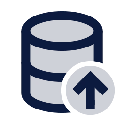 Database up icon, Sharp Duotone style