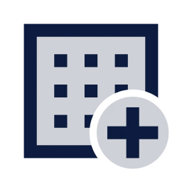 Dataset plus icon, Sharp Duotone style