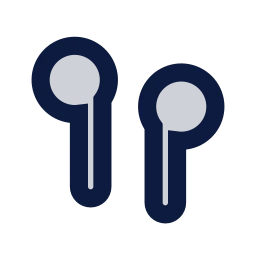 Earbuds icon, Sharp Duotone style