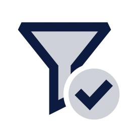 Filter check icon, Sharp Duotone style