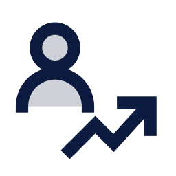 Follower growth icon, Sharp Duotone style