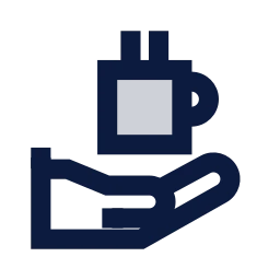 Hand holding cup icon, Sharp Duotone style