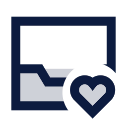Inbox heart icon, Sharp Duotone style