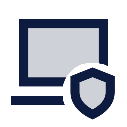 Laptop shield icon, Sharp Duotone style