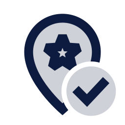 Local seo pin check icon, Sharp Duotone style