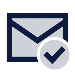 Mail check icon, Sharp Duotone style