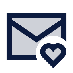 Mail heart icon, Sharp Duotone style