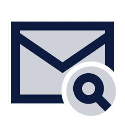 Mail search icon, Sharp Duotone style