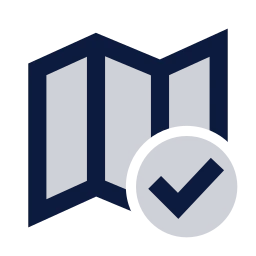 Map check icon, Sharp Duotone style
