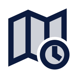 Map clock icon, Sharp Duotone style