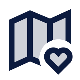 Map heart icon, Sharp Duotone style