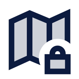 Map lock icon, Sharp Duotone style