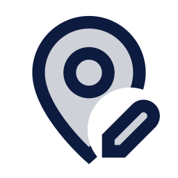 Map pin edit icon, Sharp Duotone style
