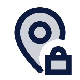 Map pin lock icon, Sharp Duotone style