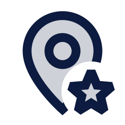 Map pin star icon, Sharp Duotone style