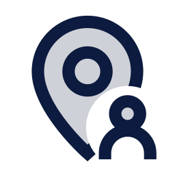 Map pin user icon, Sharp Duotone style