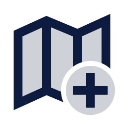 Map plus icon, Sharp Duotone style