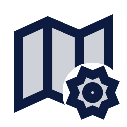Map settings icon, Sharp Duotone style