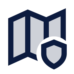 Map shield icon, Sharp Duotone style