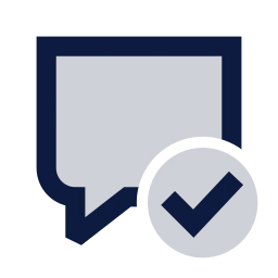 Message square check icon, Sharp Duotone style