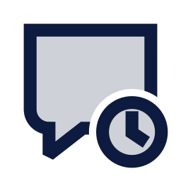 Message square clock icon, Sharp Duotone style