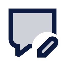 Message square edit icon, Sharp Duotone style