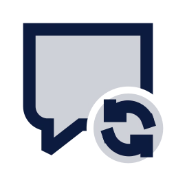 Message square refresh icon, Sharp Duotone style