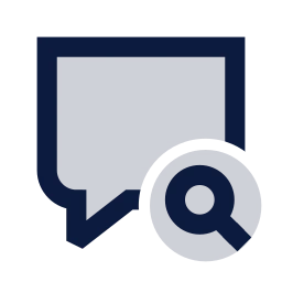 Message square search icon, Sharp Duotone style