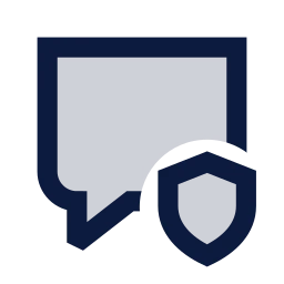 Message square shield icon, Sharp Duotone style