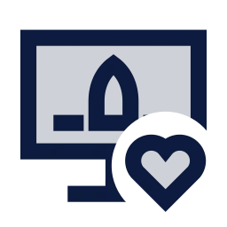 Mission control heart icon, Sharp Duotone style
