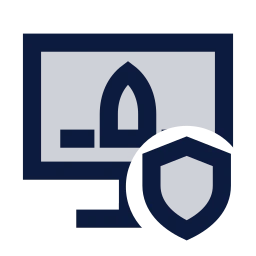 Mission control shield icon, Sharp Duotone style