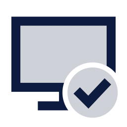 Monitor check icon, Sharp Duotone style