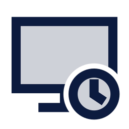 Monitor clock icon, Sharp Duotone style