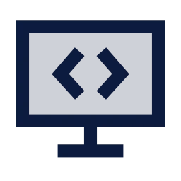 Monitor code icon, Sharp Duotone style